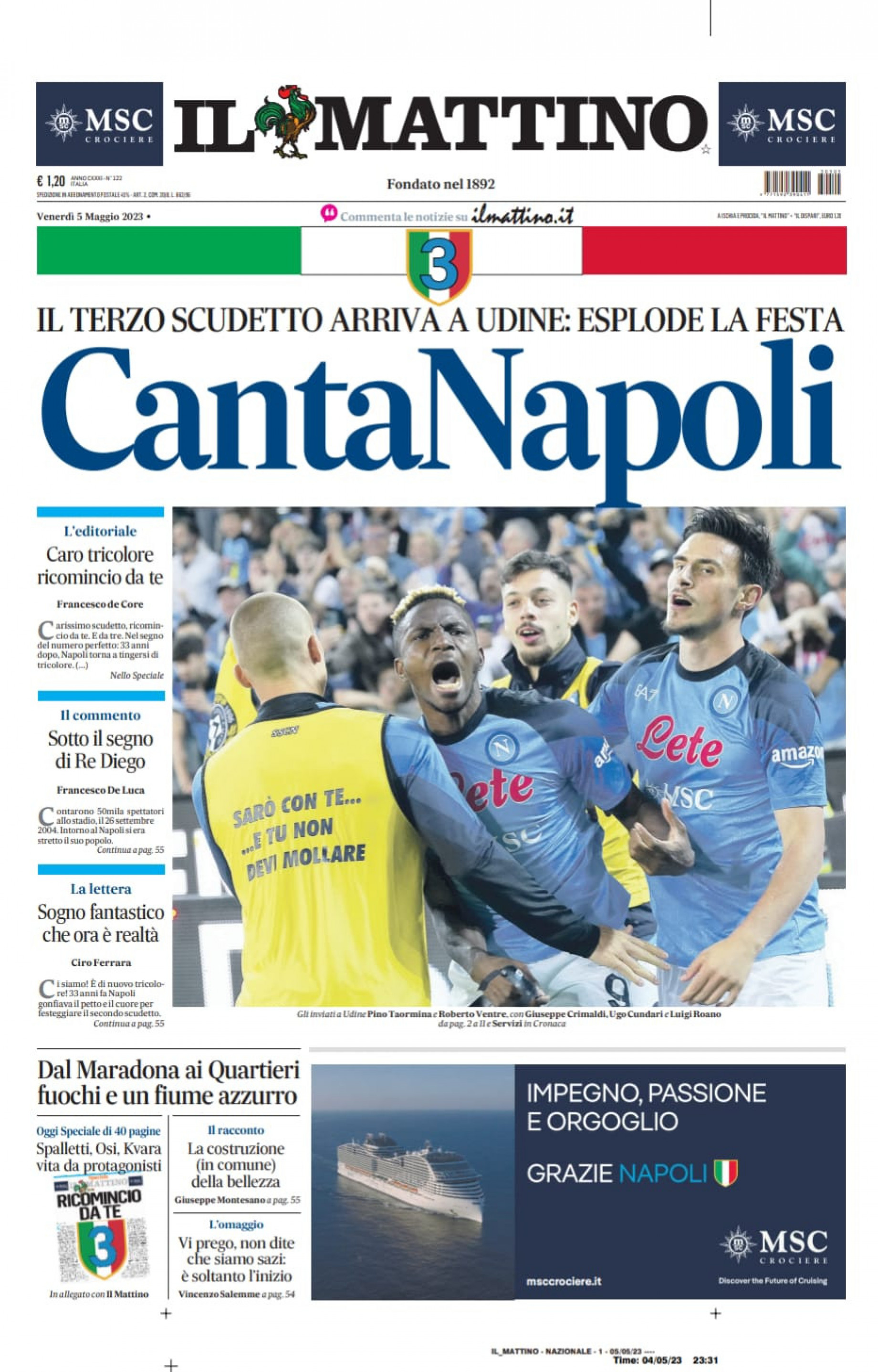 2020 REPUBBLICA ITALIANA n.4090 - NAPOLI CAMPIONE 1 V. ADESIVO MF97364