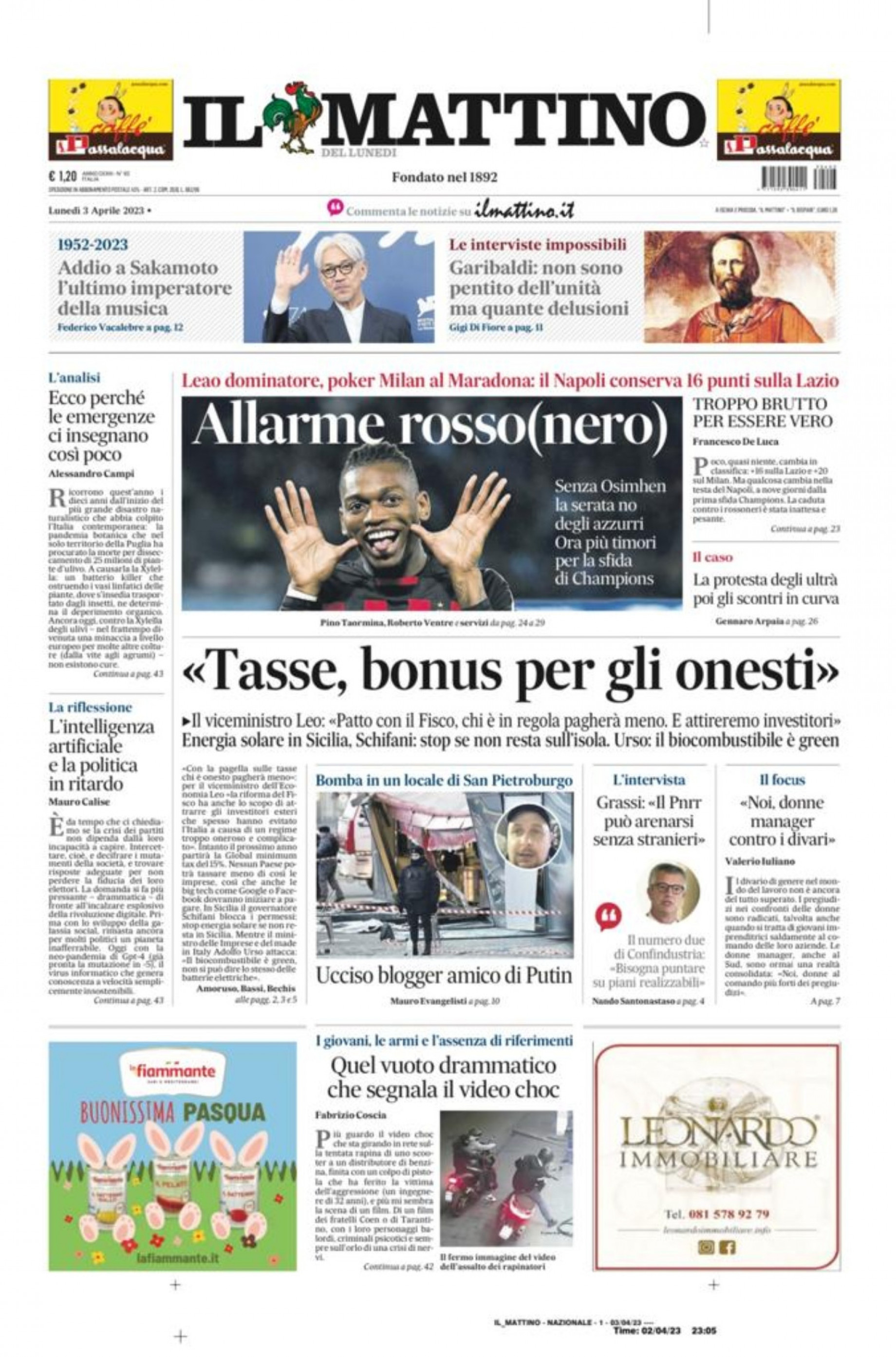 Prime pagine: Milan da campioni; Schiaffo al Napoli